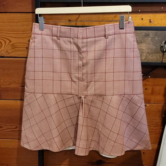 CALVIN KLEIN 205W39NYC Fluted Prince of Wales Red Plaid Mini Skirt It 44 - Picture 4 of 16